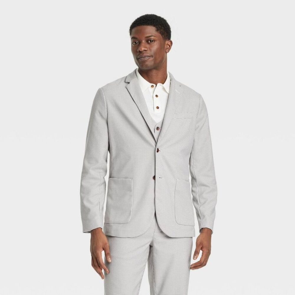 Houston White -  Adult Houndstooth Casual Fit Blazer  Gray
